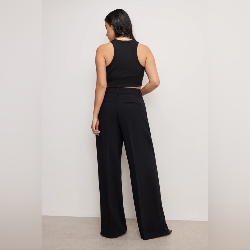 Good American Luxe Suiting Column Wide Leg Trousers Pants‎ Size 10/30 Black - Picture 4 of 16